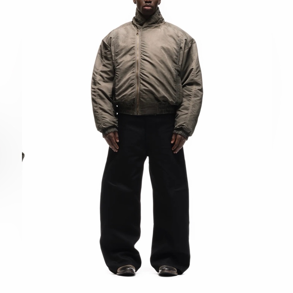 NO FAITH STUDIOS
ASYMMETRICAL ZIP BOMBER JACKET USED BEIGE *NWT*
